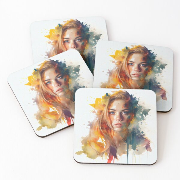 Item preview, Watercolor Wonders: A Portrait of a Beautiful Girl Abstract art designed and sold by PosterManiaRo.