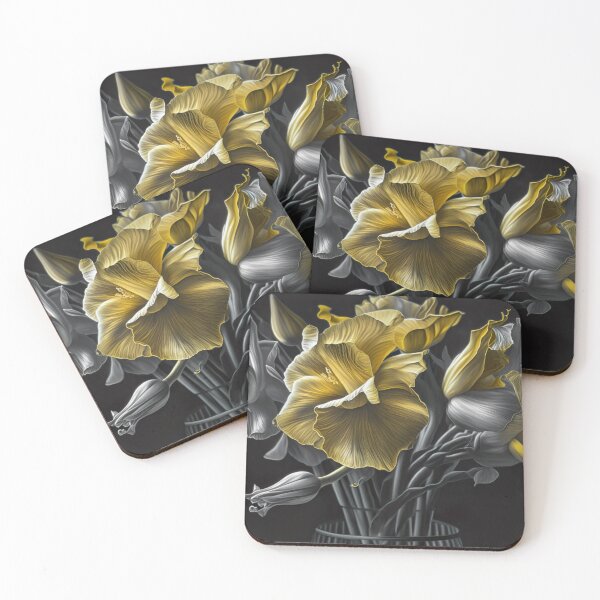 Item preview, Golden Flowers Gold and Silver Flower Art designed and sold by ArtfulAmbitions.