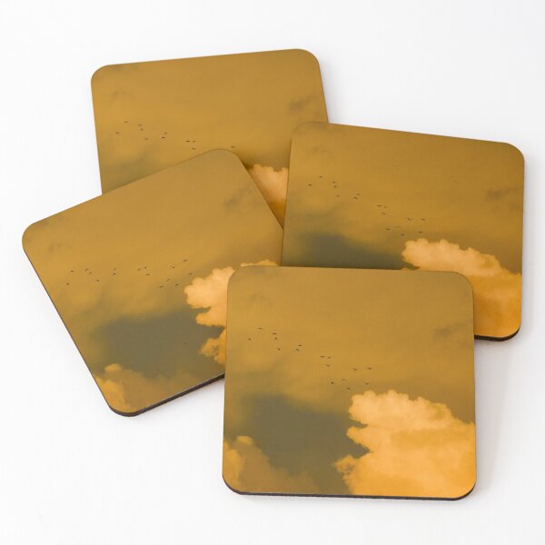 Item preview, Minimalist Photograph of Dusky Yellow Rainy Sky and Birds Flying designed and sold by MintoG.