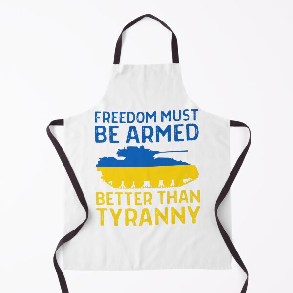 Item preview, Ukraine Support - Freedom Must Be Armed Better Than Tyranny - Blue and Yellow Text and Tank on White - Ukrainian Flag designed and sold by GodsFlagFandom.