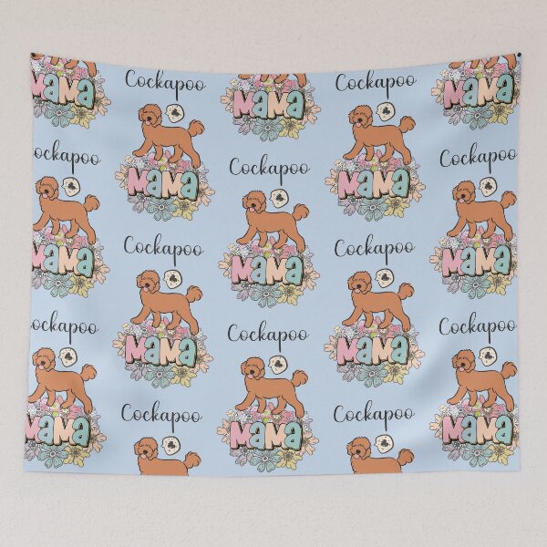 Item preview, Red Cockapoo Mama - light blue designed and sold by Lulupainting.