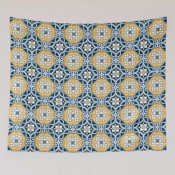 Item preview, Azulejos in yellow and blue | Vintage Portuguese Tiles designed and sold by LaMadeleine.