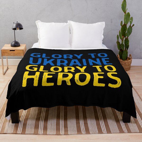 Item preview, Glory To Ukraine Glory to Heroes - Blue and Yellow Text on Black - Ukrainian Support Flag  designed and sold by GodsFlagFandom.