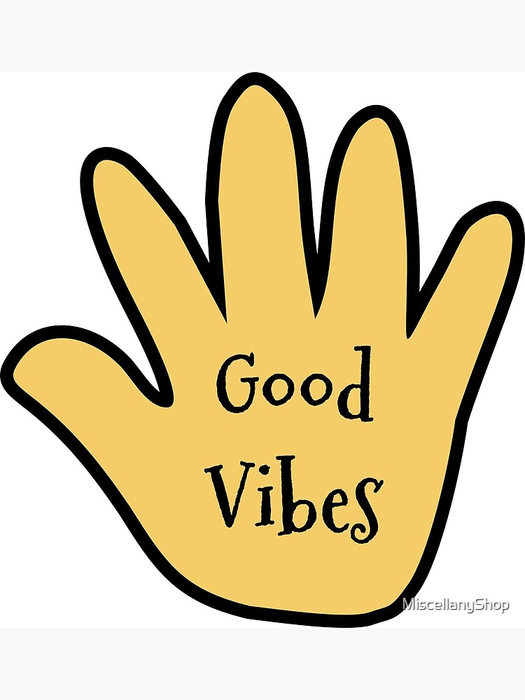 "Good Vibes Cartoon Hand" Photographic Print by Redbubble