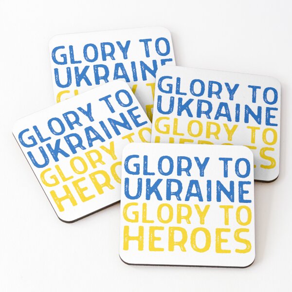 Item preview, Glory To Ukraine Glory to Heroes - Blue and Yellow Text on White - Ukrainian Support Flag  designed and sold by GodsFlagFandom.