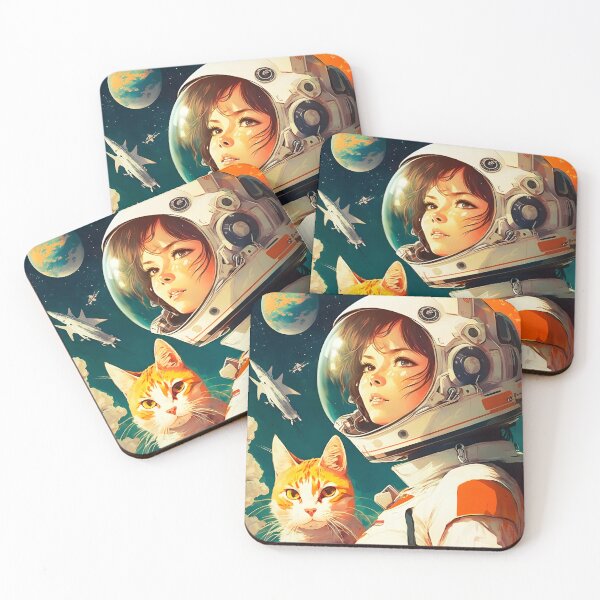 Item preview, Girl & Сat in Space Fantastic Retro 70s designed and sold by AIWanderer.