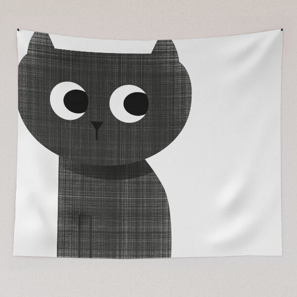 Item preview, black cat with big eyes designed and sold by aikdreams.
