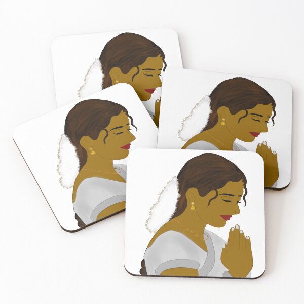Item preview, Indian woman with folded hands art designed and sold by ThePurplePrints.