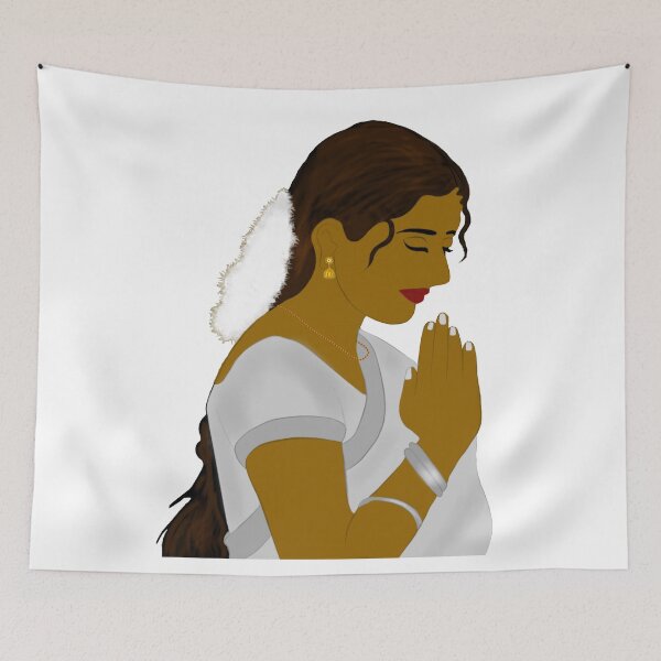 Item preview, Indian woman with folded hands art designed and sold by ThePurplePrints.