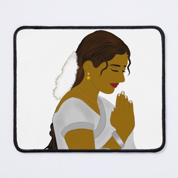 Item preview, Indian woman with folded hands art designed and sold by ThePurplePrints.