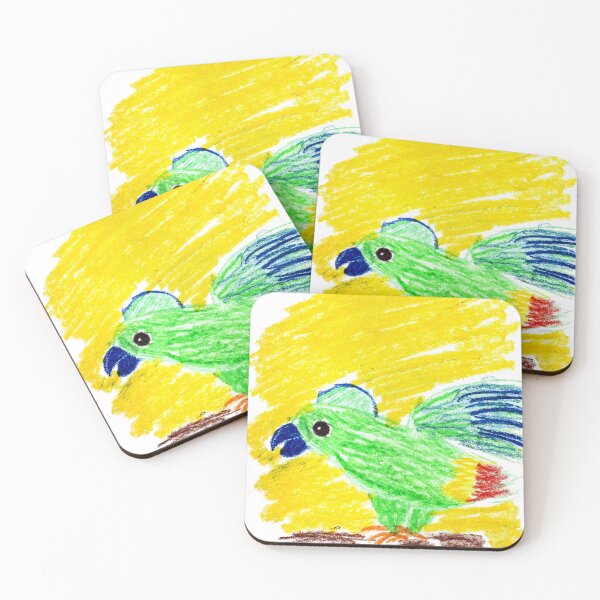 Item preview, Parrot on branch with yellow background designed and sold by MadeBySicilian.