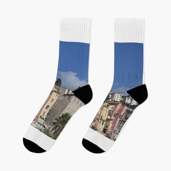Item preview, Colorful old buildings in Menton cityscape designed and sold by goceris.