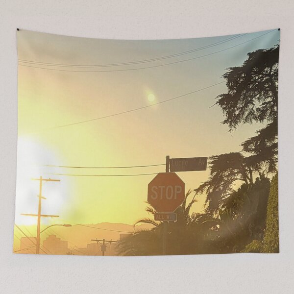 Item preview, sunset stop sign designed and sold by Bethan Rose Studio.