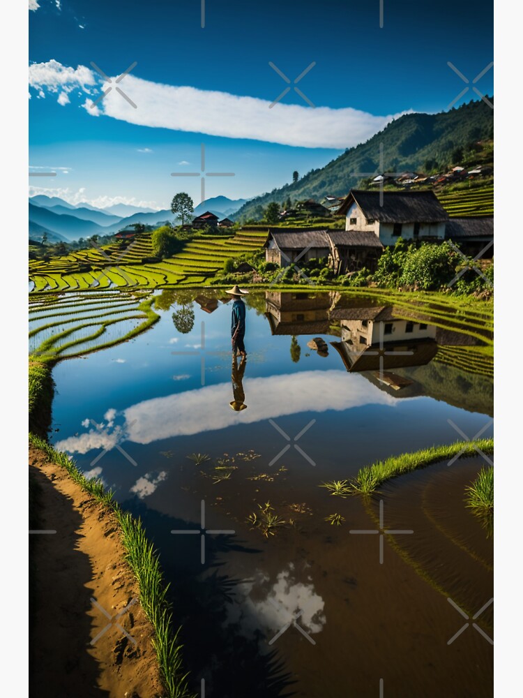 Thumbnail 3 of 3, Sticker, Lands of Asia - Risière designed and sold by AI-nspiration.
