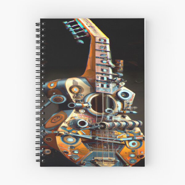 Aperçu de l'œuvre Guitare acoustique élégante avec mécanismes steampunk créée et vendue par DuniDesign.