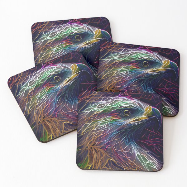 Item preview, Colorful Abstract Artwork Eagle Electric Neon Synth Feathers designed and sold by GotPink.