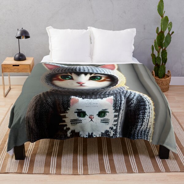 Artikelvorschau, Katze im Strickpullover - moderne digitale Kunst entworfen und verkauft von Ai-michiart.