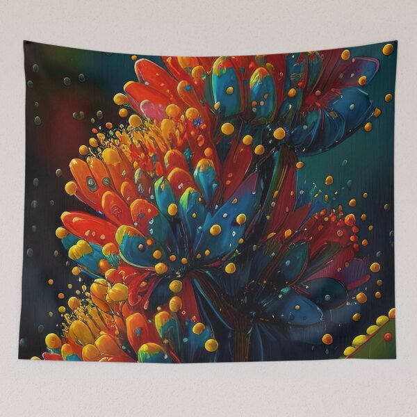 Item preview, Pointillism style bubbles and flowers designed and sold by RK - Shop.