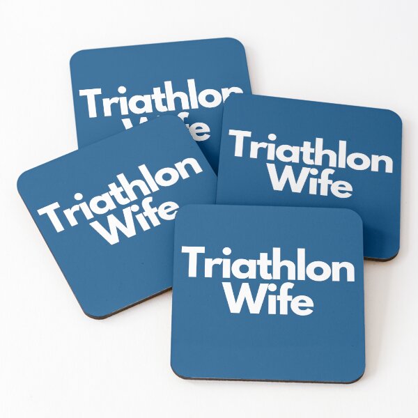 Item preview, Swim, Bike, Run, Support - Proud Triathlon Wife Tee White on Blue designed and sold by Triathlongram.