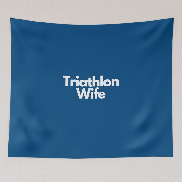 Item preview, Swim, Bike, Run, Support - Proud Triathlon Wife Tee White on Blue designed and sold by Triathlongram.