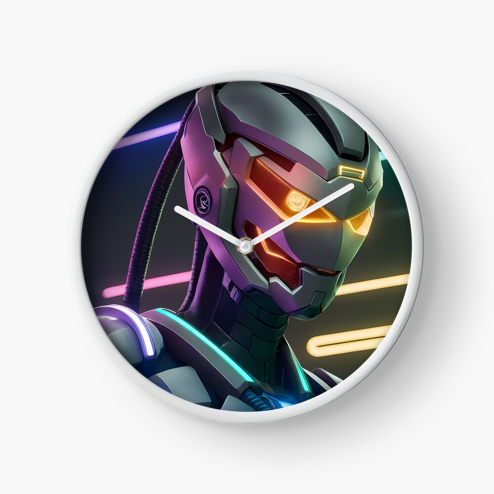 Futurist Robot Cyborg Gray Neon Colors Robot - Cyberpunk Collection