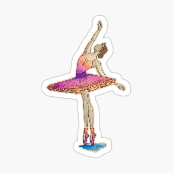 Ballerina in Neon Colors Sticker for Sale by Art-by-Denise