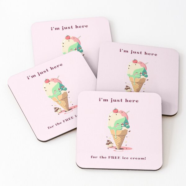 Item preview, I'm Just Here for the Free Ice Cream Kitty Cat designed and sold by wildcrazylove.