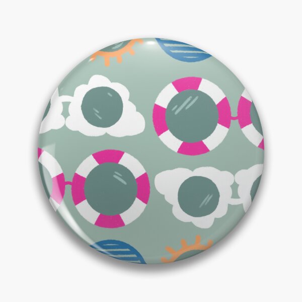 Item preview, Cool beachy sunshades in blue, pink, and tangerine on sage designed and sold by katerosestudios.