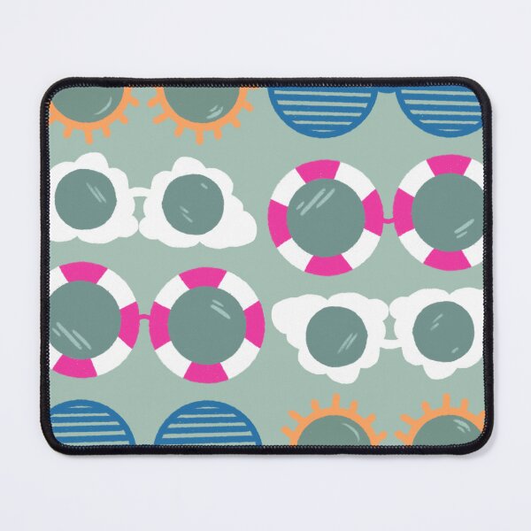 Item preview, Cool beachy sunshades in blue, pink, and tangerine on sage designed and sold by katerosestudios.