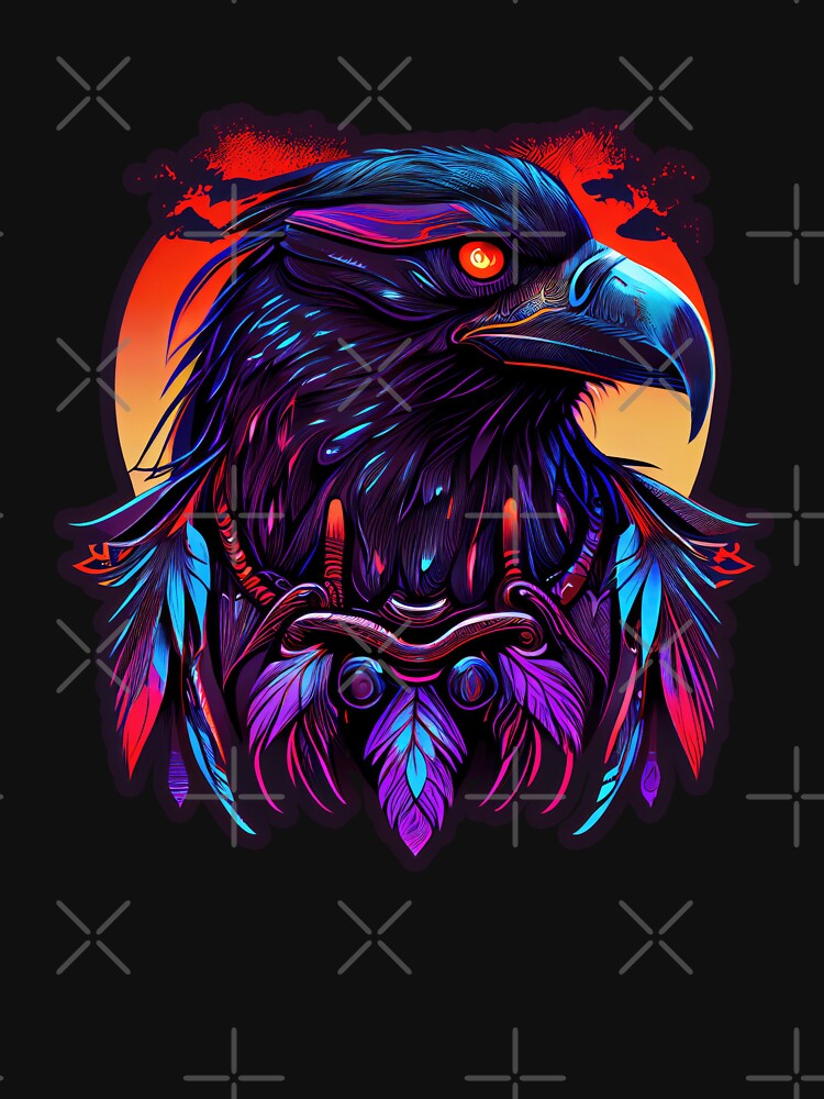 retro raven in vaporwave aesthetic Design vintage ravens Premium T-Shirt