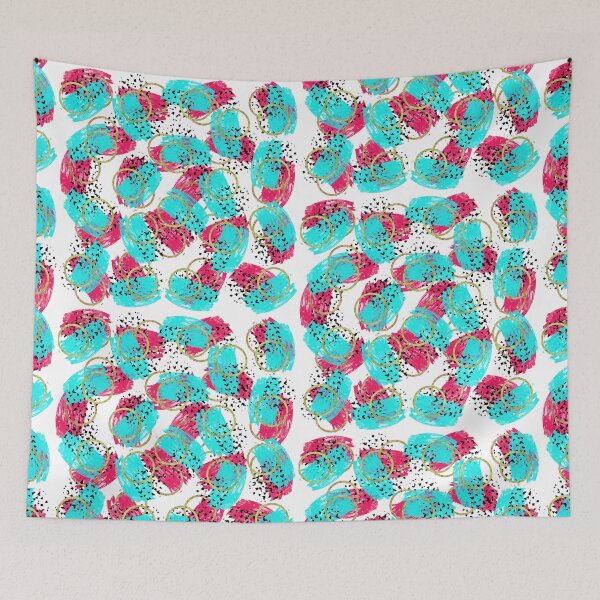 Item preview, Abstract Aqua Blue Pink and Faux Gold Brushstrokes designed and sold by Blkstrawberry.