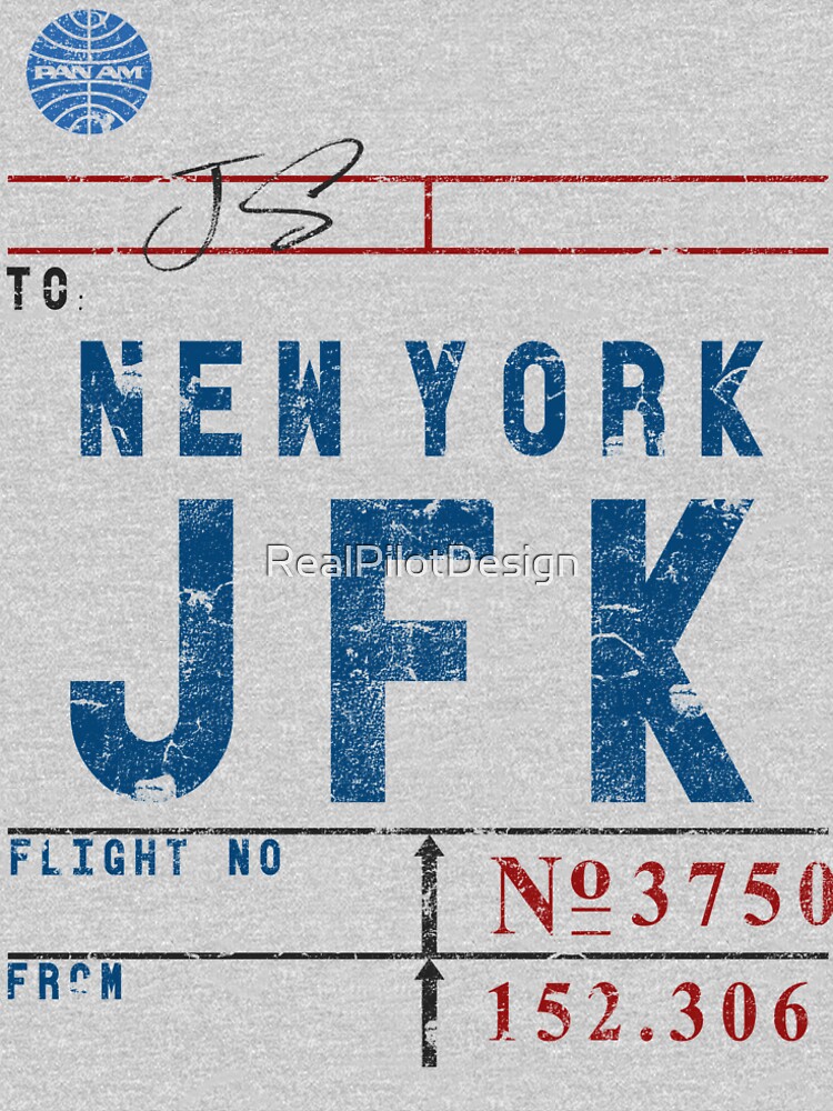 JFK John F. Kennedy Int'l Airport Vintage Airline Tag Design by RealPilotDesign