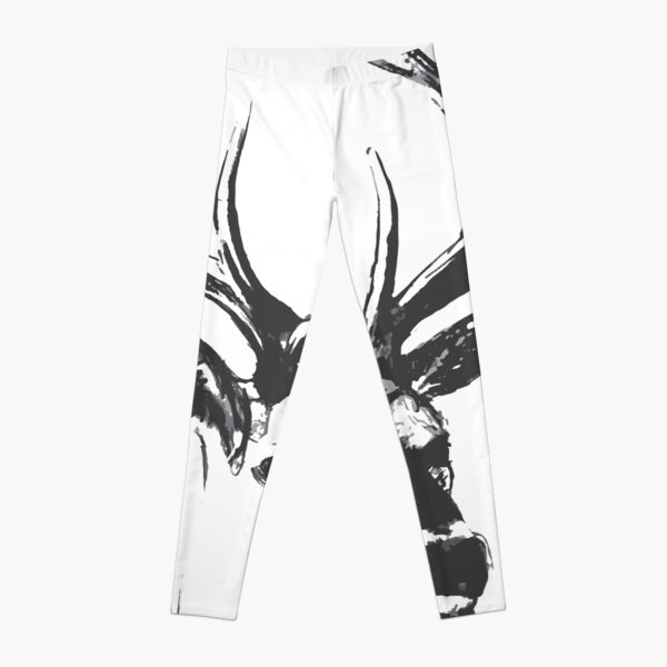 Printed from a vintage deer. artistic animal of the forest, black and gray sketch style in pencil Leggings