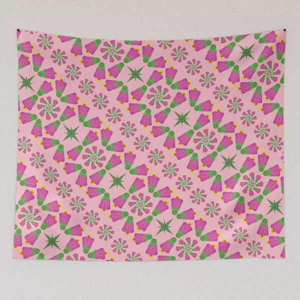 Item preview, Pink Retro Bell Flower Mandalas designed and sold by Elisa Yinh Creative.