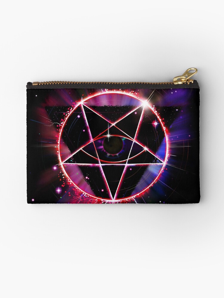 Thumbnail 1 of 4, Zipper Pouch, Space Demon 2049 - Evil Synthwave Sigil designed and sold by forge22.