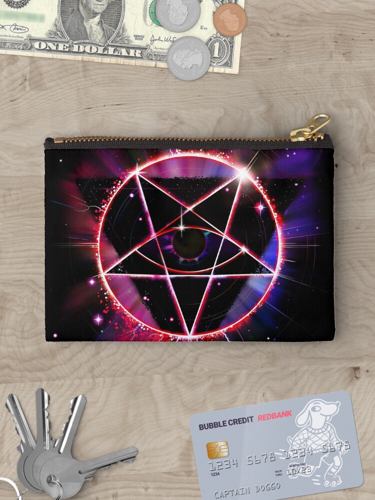Thumbnail 3 of 4, Zipper Pouch, Space Demon 2049 - Evil Synthwave Sigil designed and sold by forge22.