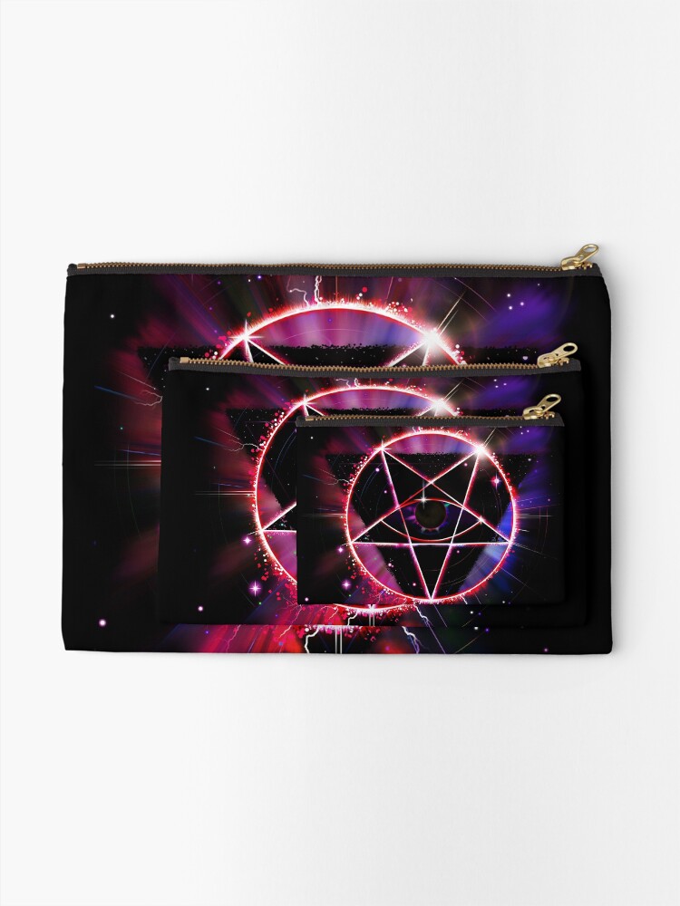 Thumbnail 2 of 4, Zipper Pouch, Space Demon 2049 - Evil Synthwave Sigil designed and sold by forge22.