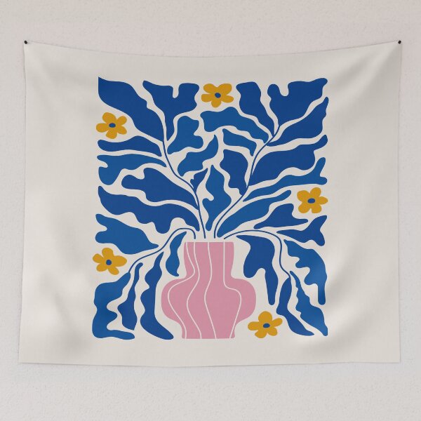 Item preview, Summer Bloom: Electric Blue Leaves & Golden Poppies designed and sold by karanwashere.