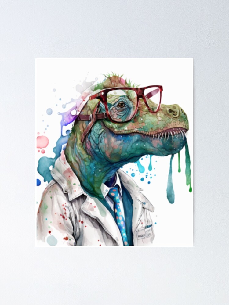 Watercolor illustration with cute dinosaur Poster by N Akkash - Fine Art  America