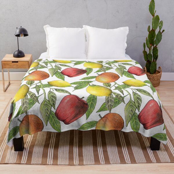 Item preview, Fruit and Leaves Pattern . Seamless Modern Design, lemon, tangerine, apple designed and sold by Atrinheart.