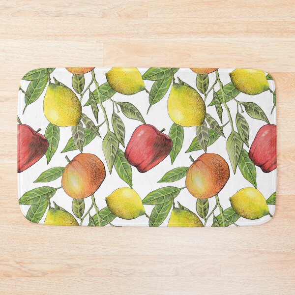 Item preview, Fruit and Leaves Pattern . Seamless Modern Design, lemon, tangerine, apple designed and sold by Atrinheart.