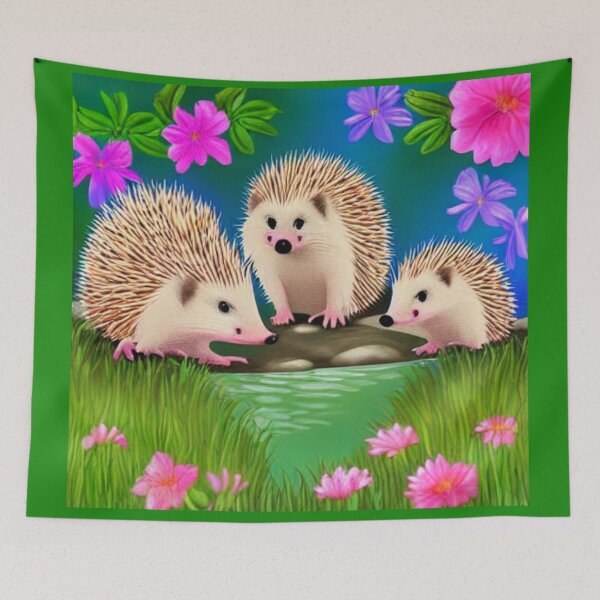Item preview, Hedgehog family having fun designed and sold by EasyOnTheEyePic.