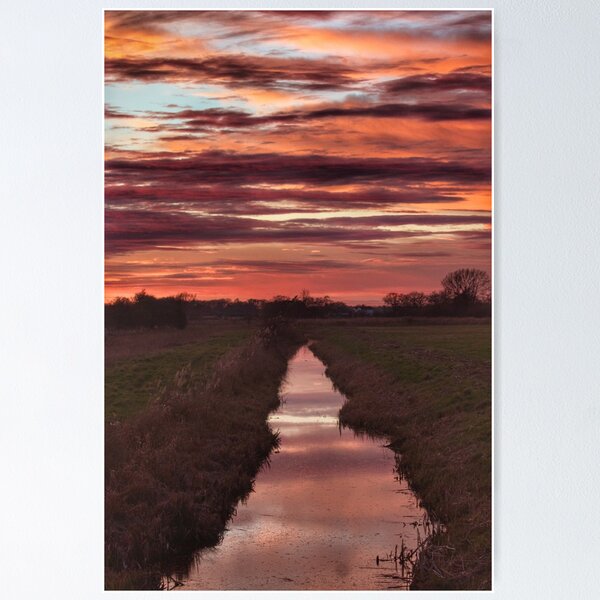 Item preview, Sunset Stream Reflection Poster designed and sold by MyriadLifePhoto.