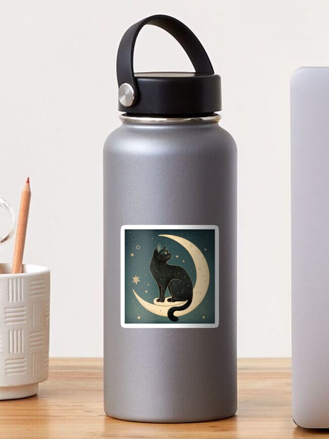 Black Cat Celestial Pretty Stickers - 2 Pack of 3 Stickers - Waterproof  Vinyl for Car, Phone, Water Bottle, Laptop - Lovely Moon Night Sky Decals