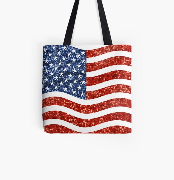 glitter print american flag All Over Print Tote Bag
