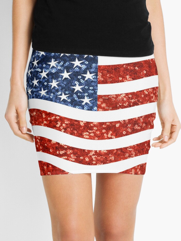 glitter print american flag | Mini Skirt