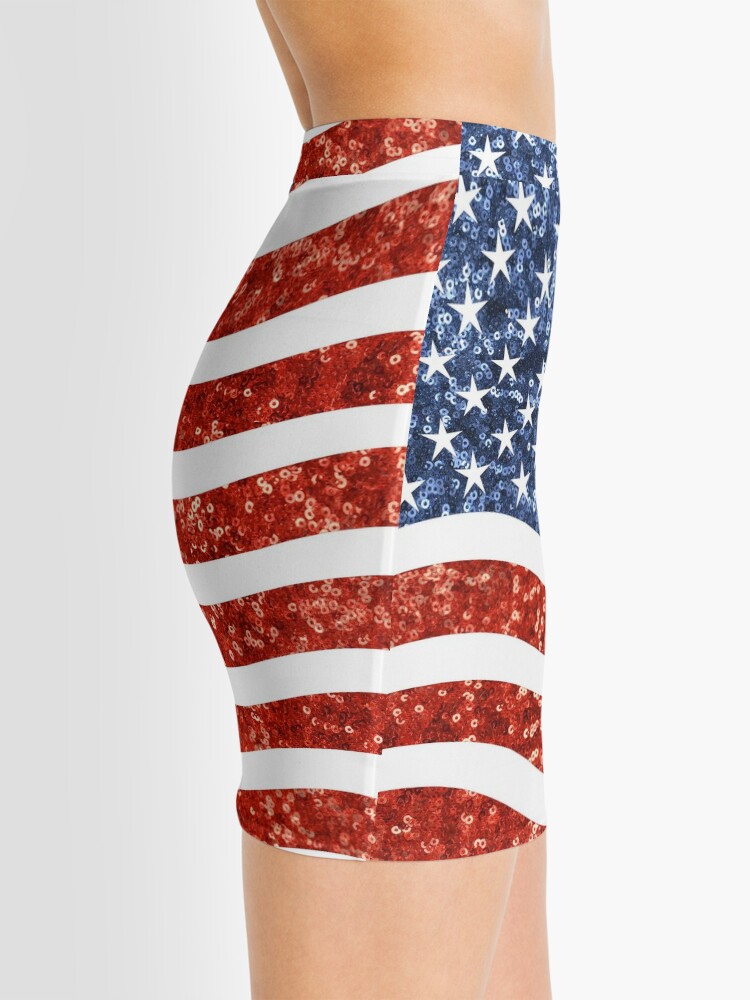 Alternate view of glitter print american flag Mini Skirt