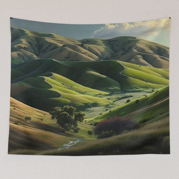 Aperçu de l'œuvre Rolling Meadow - Rolling Hills - Nature Landscape Digital Art Collection créée et vendue par artbankai.
