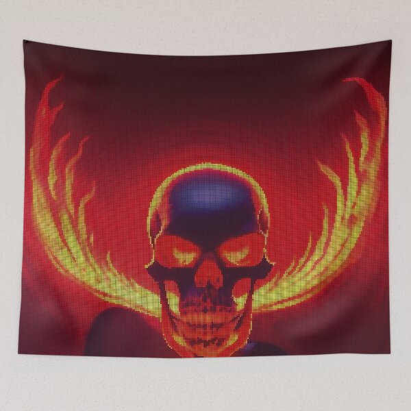 Item preview, Flaming Glowing Skull 8-bit Pixel Art designed and sold by PixelDripped.