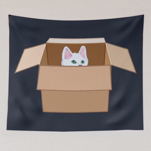 Item preview, White Kitten Peeking from Cardboard Box designed and sold by Deborah Camp.